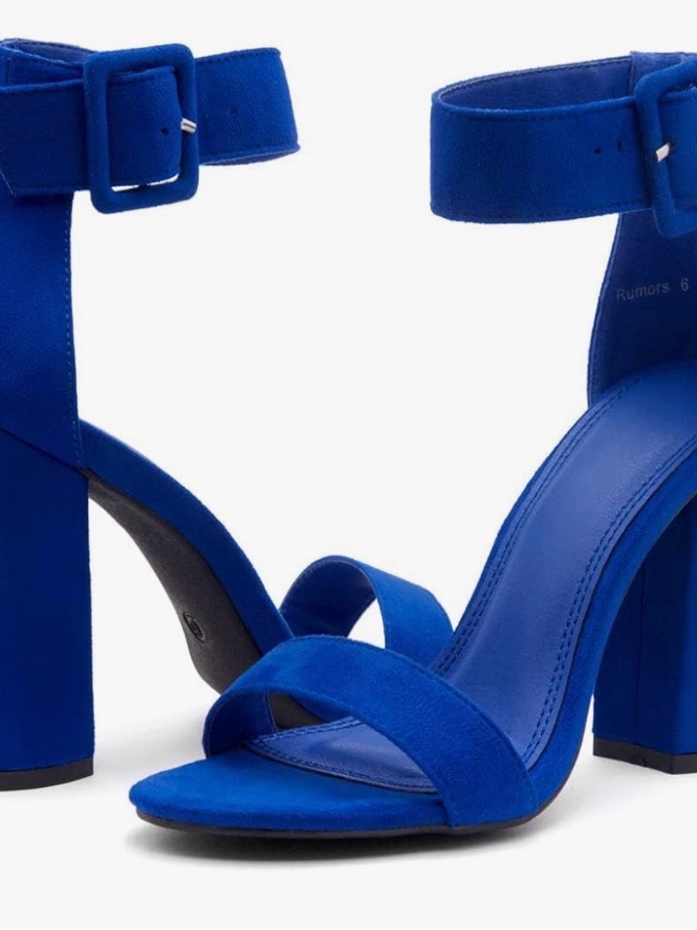 Bold Royal Blue Block Heel Ankle-Strap Sandals